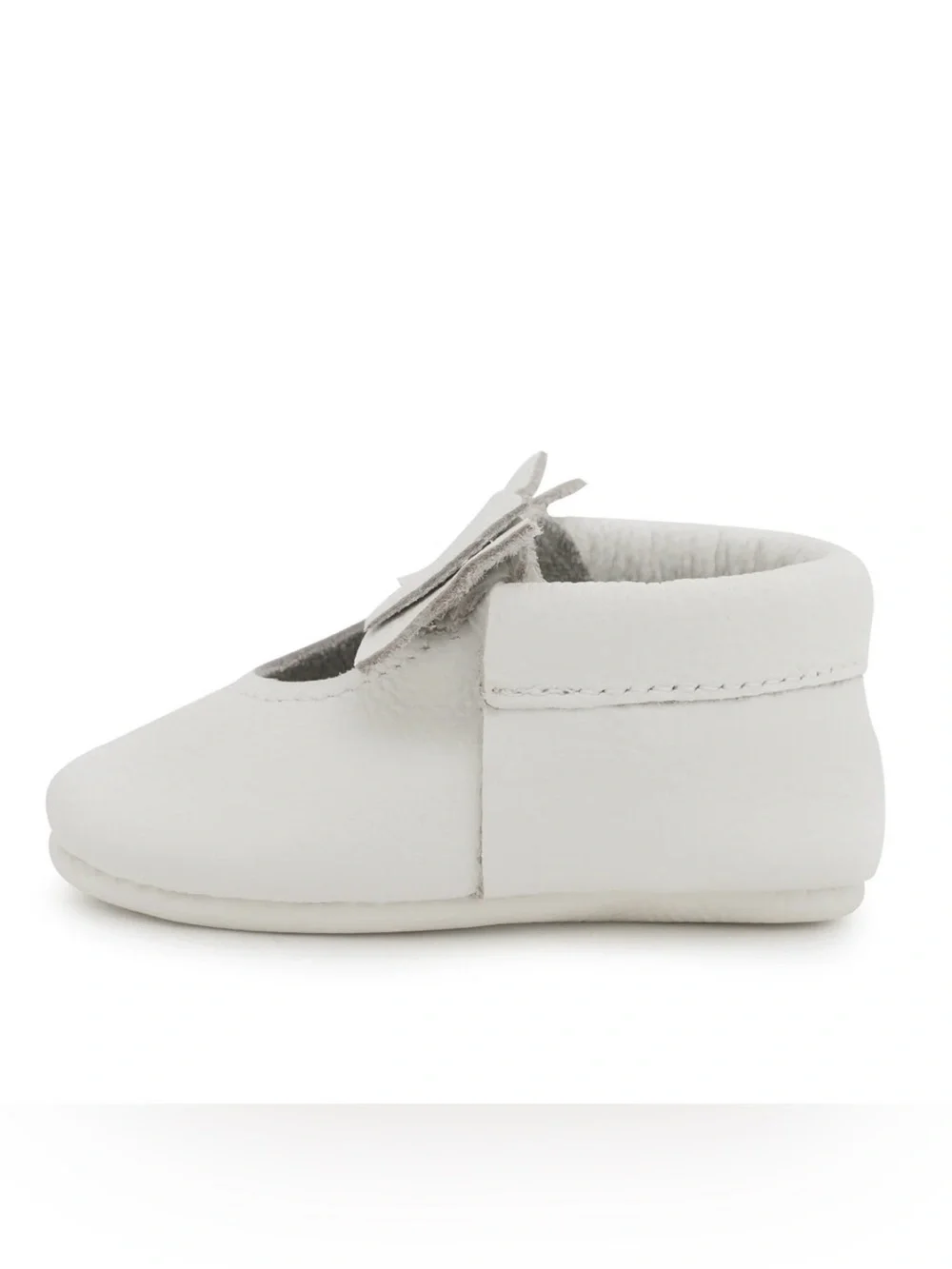 New BirdRock Moccasins Baby Girl White Bow Size 5.5 NWOT